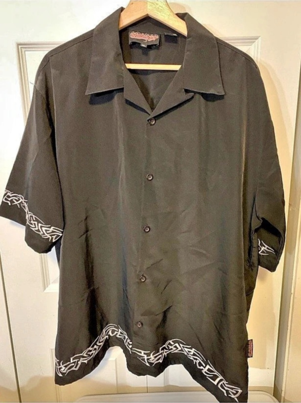 Sapphire Lounge Vintage Rare Button Up Shirt Mens Sz XL Black